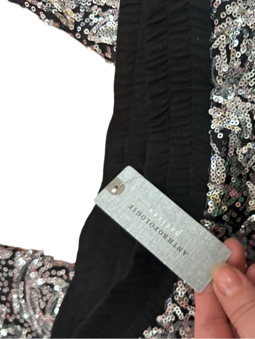 Anthropologie Sequin Jogger Pants Black Silver Party pants - Picture 4 of 6